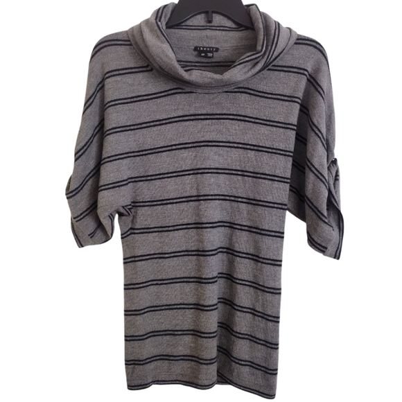 Theory Akiko wool grey dark navy Striped Cowl Neck Top size S/P - Picture 1 of 12